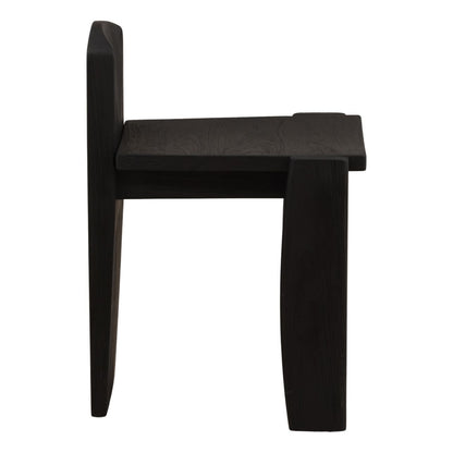 Black Teak Wood Stool 18 in Wide