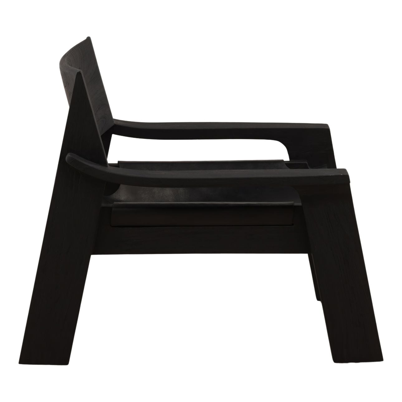 Black Leather and Teak Wood Chair 31 in Wide