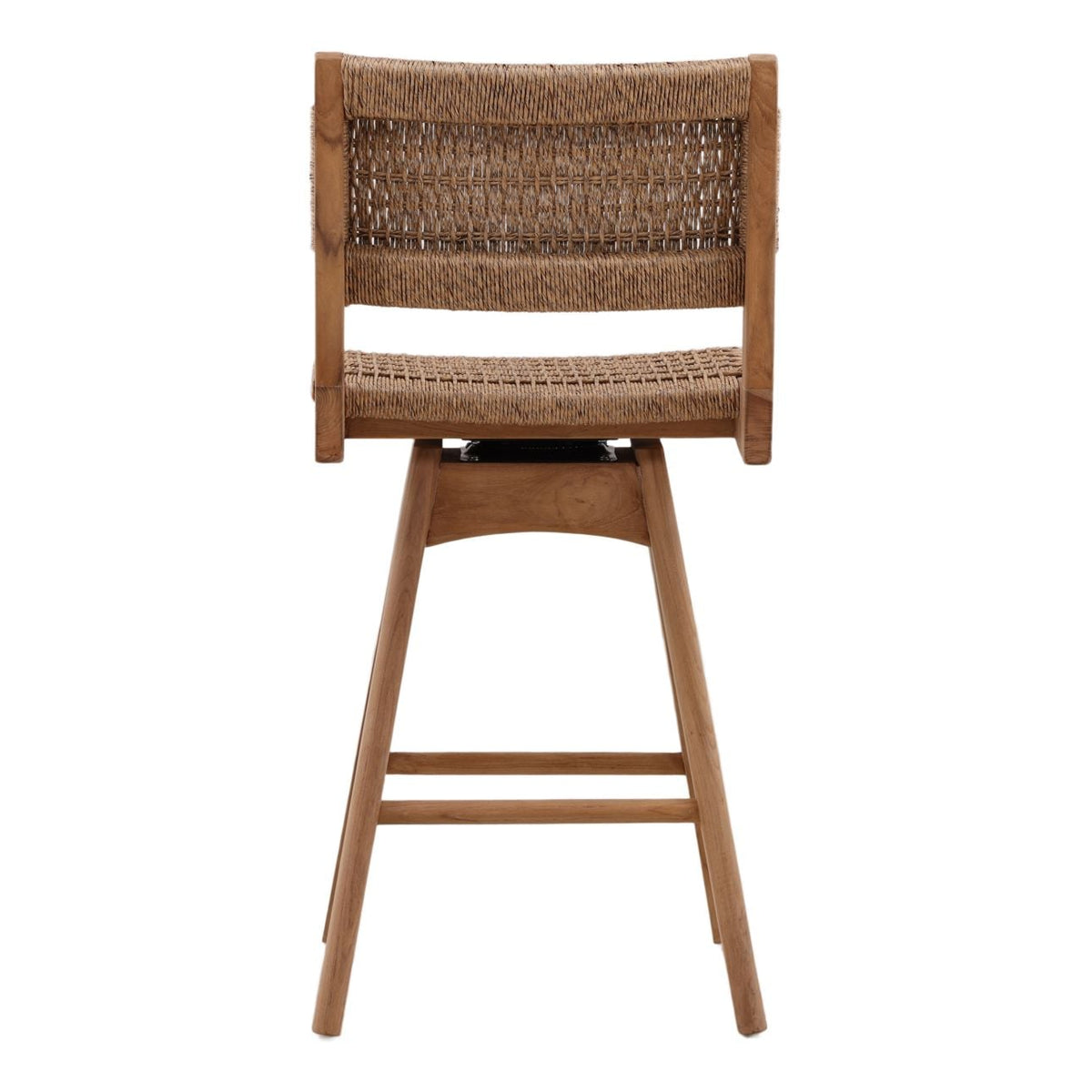 Artisan Teak Wood and Synthetic Rope Counter Stool