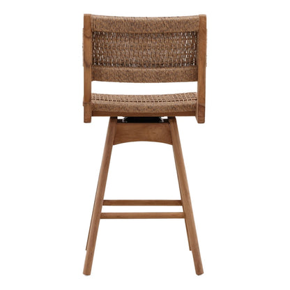 Artisan Teak Wood and Synthetic Rope Counter Stool