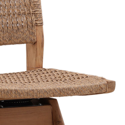 Artisan Teak Wood and Synthetic Rope Counter Stool