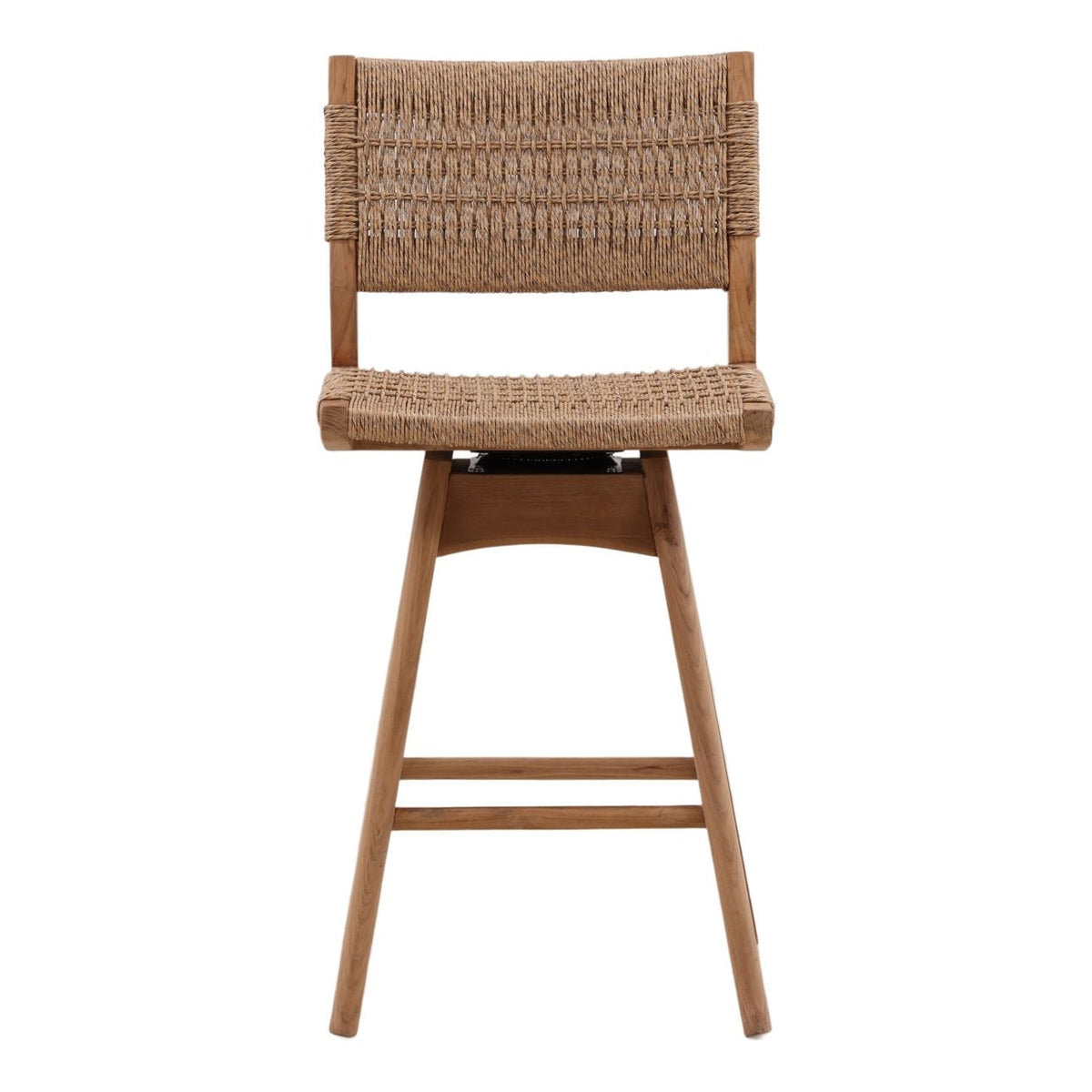 Artisan Teak Wood and Synthetic Rope Counter Stool
