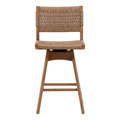 Artisan Teak Wood and Synthetic Rope Counter Stool