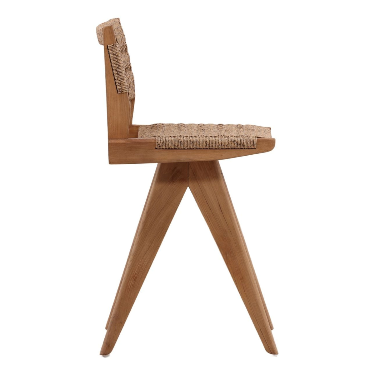 Artisan Teak Wood and Synthetic Rope Counter Stool
