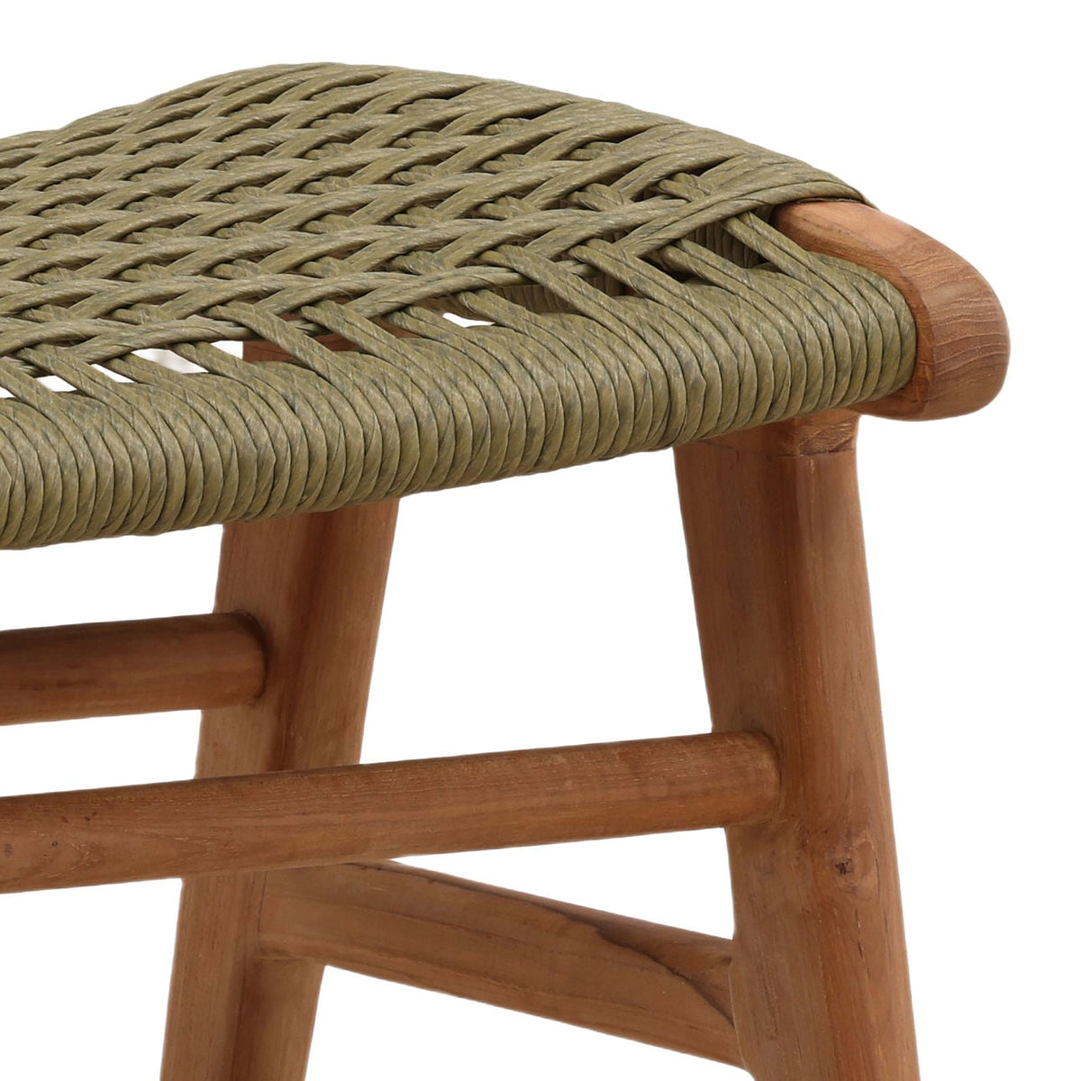 Refined Synthetic Rope and Teak Wood Bench
