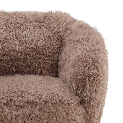 Taupe Faux Fur Fabric Chair 29.5 in Wide