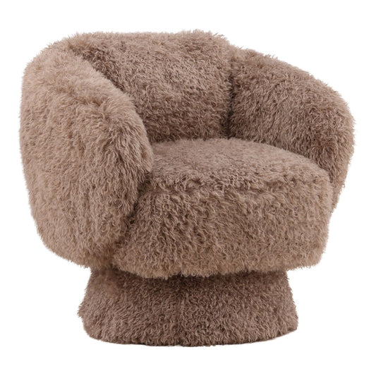 Taupe Faux Fur Fabric Chair 29.5 in Wide
