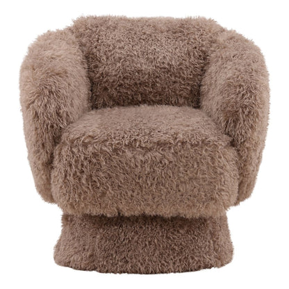 Taupe Faux Fur Fabric Chair 29.5 in Wide