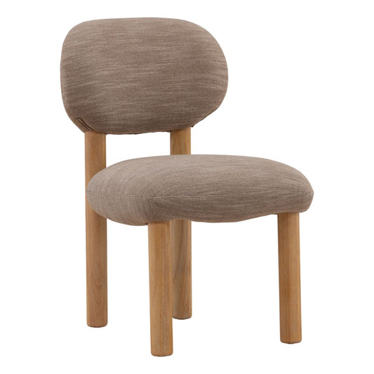 Brown and Natural Canvas Fabric and Rubber Wood Chair 21.5 in Wide