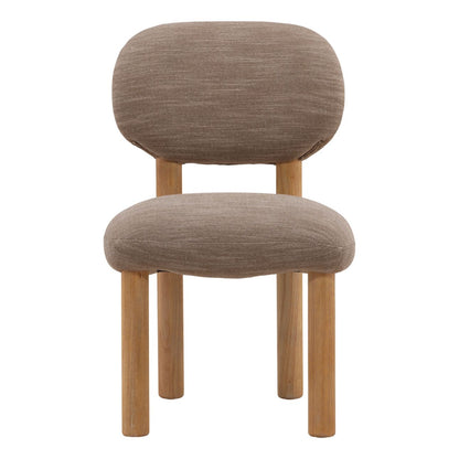 Brown and Natural Canvas Fabric and Rubber Wood Chair 21.5 in Wide