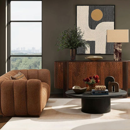Eva Brown Chenille Fabric Sofa 94.5 in Wide