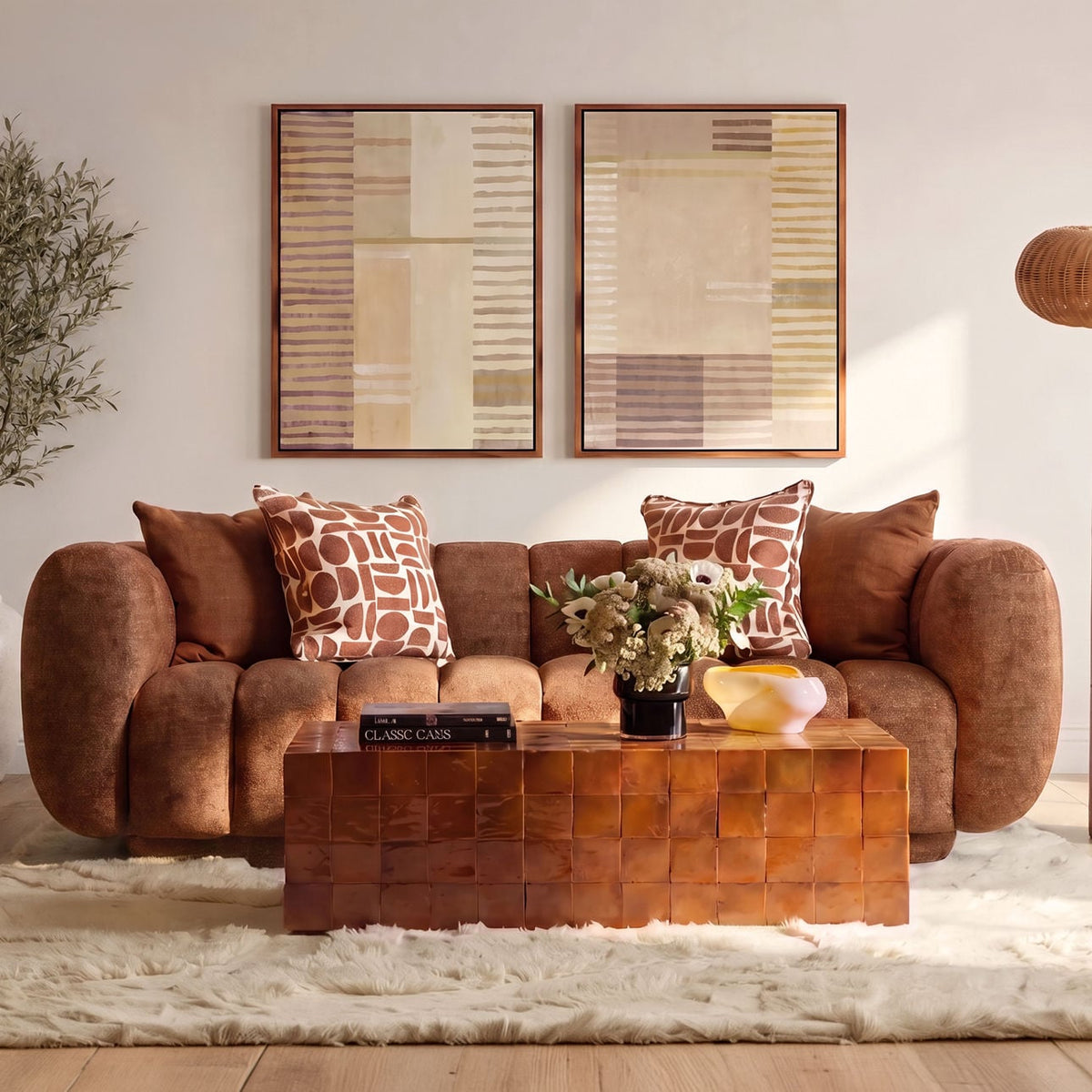 Elevated Chenille Fabric Sofa