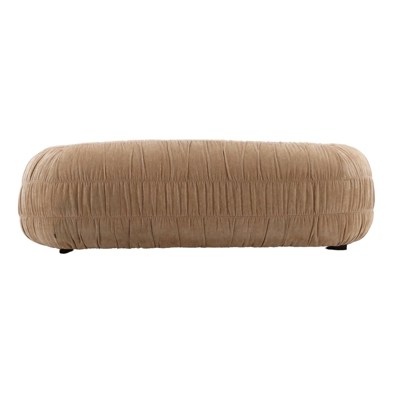 Sand Ruched Velvet Fabric Sofa 101 in Wide
