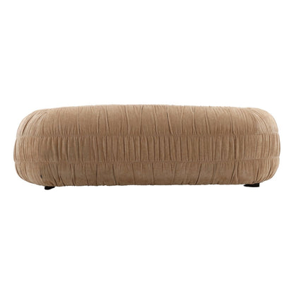 Sand Ruched Velvet Fabric Sofa 101 in Wide