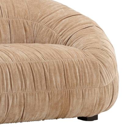 Sand Ruched Velvet Fabric Sofa 101 in Wide