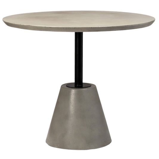 Dark Grey Concrete Finish and Black Metal Lightweight Concrete and Steel Table 35 in Wide