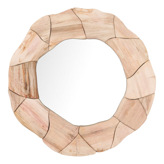 Light Natural Petrified Wood Tiles Mirror 33 in Wide