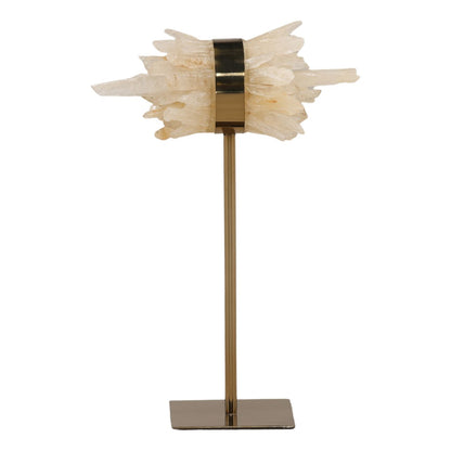 Natural and Antique Brass Quartz Stone and Iron Sculpture 5 in Wide