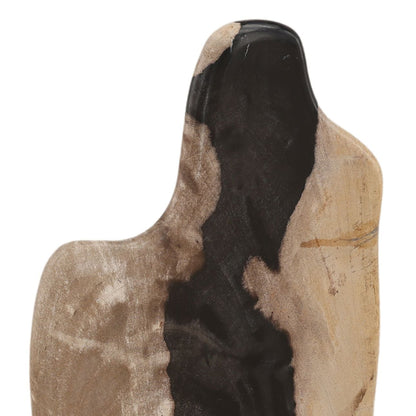 Black and Natural Petrified Wood Sculpture 8 in Wide