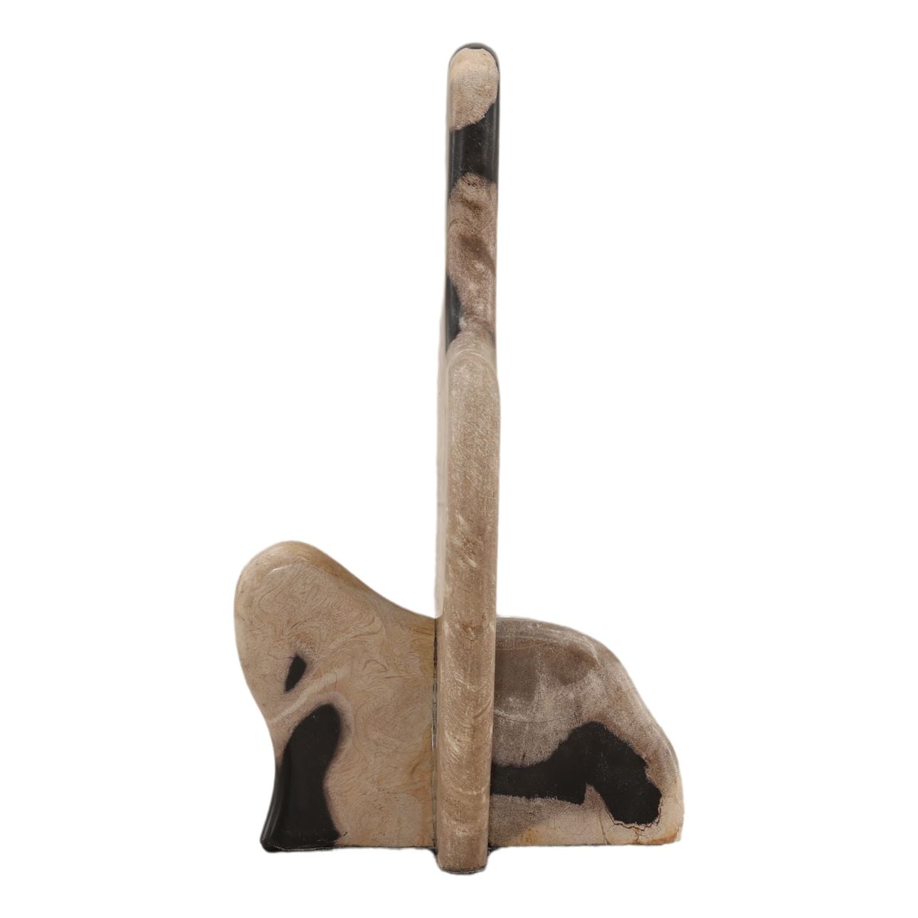 Black and Natural Petrified Wood Sculpture 8 in Wide