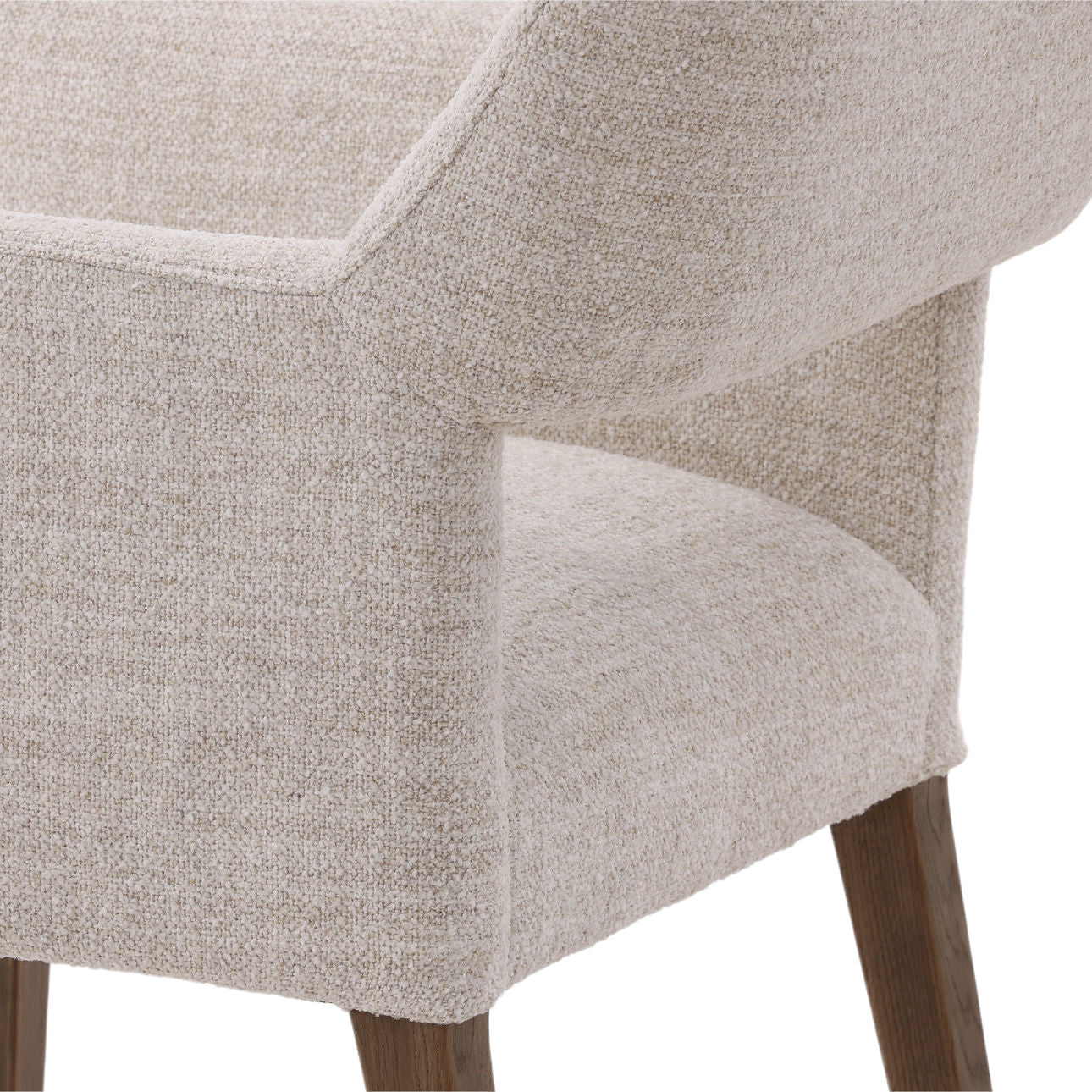 Cream and Dark Natural Polyester Blend Upholstery and Oak Wood Chair 24 in Wide
