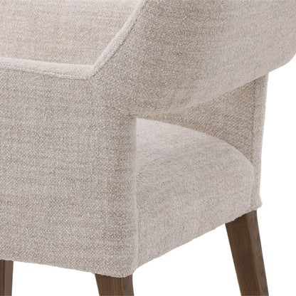 Cream and Dark Natural Polyester Blend Upholstery and Oak Wood Chair 24 in Wide