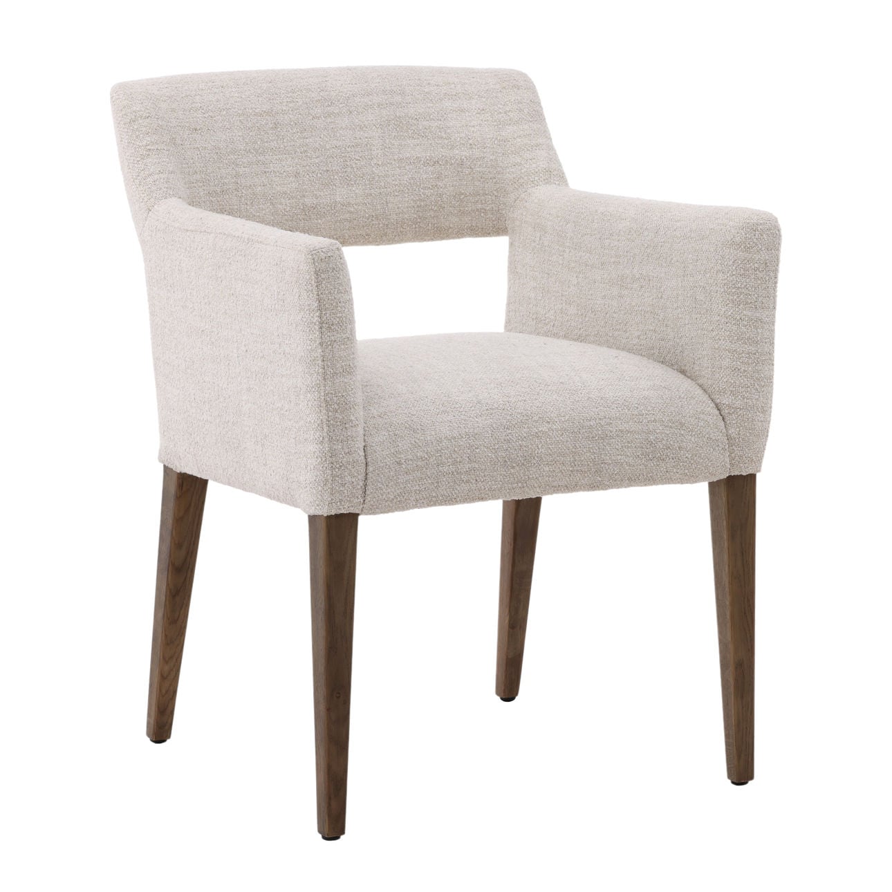 Cream and Dark Natural Polyester Blend Upholstery and Oak Wood Chair 24 in Wide