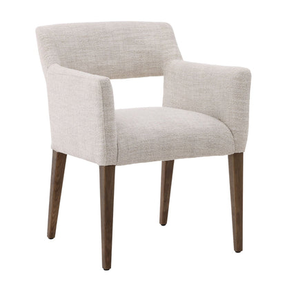 Cream and Dark Natural Polyester Blend Upholstery and Oak Wood Chair 24 in Wide