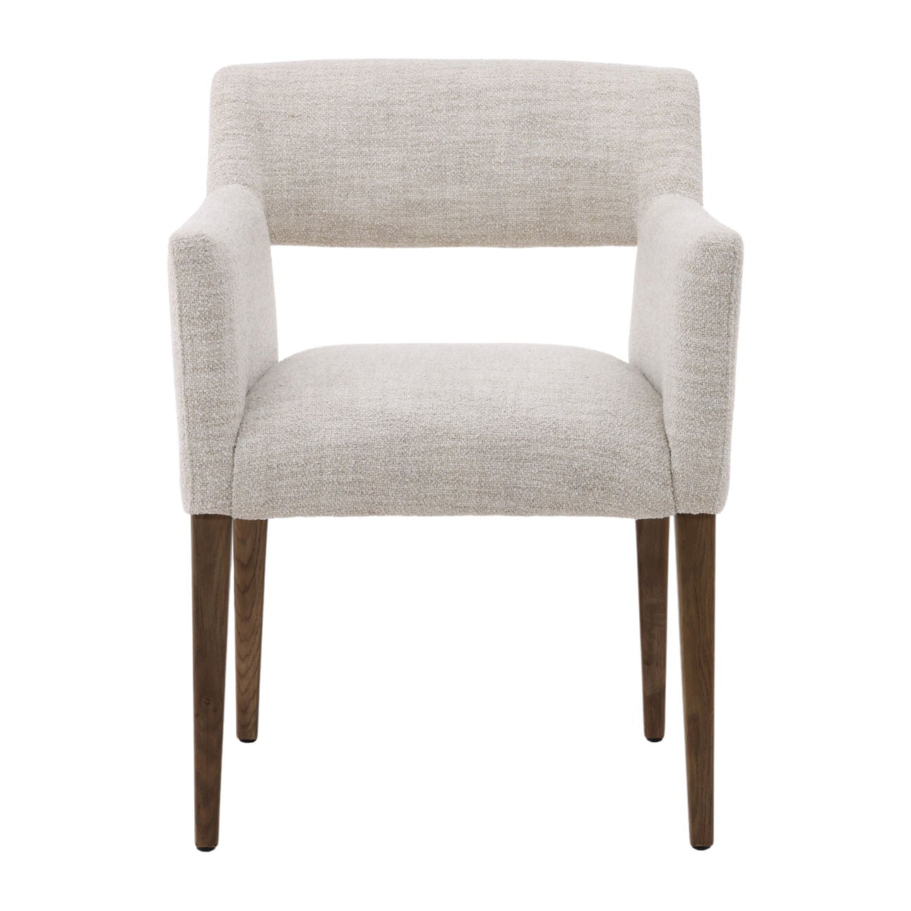 Cream and Dark Natural Polyester Blend Upholstery and Oak Wood Chair 24 in Wide
