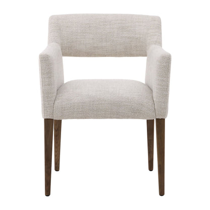 Cream and Dark Natural Polyester Blend Upholstery and Oak Wood Chair 24 in Wide