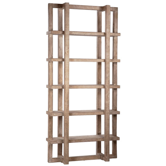 Light Warm Wash Sealed Finish Reclaimed Pine Wood Bookcase 44 in Wide