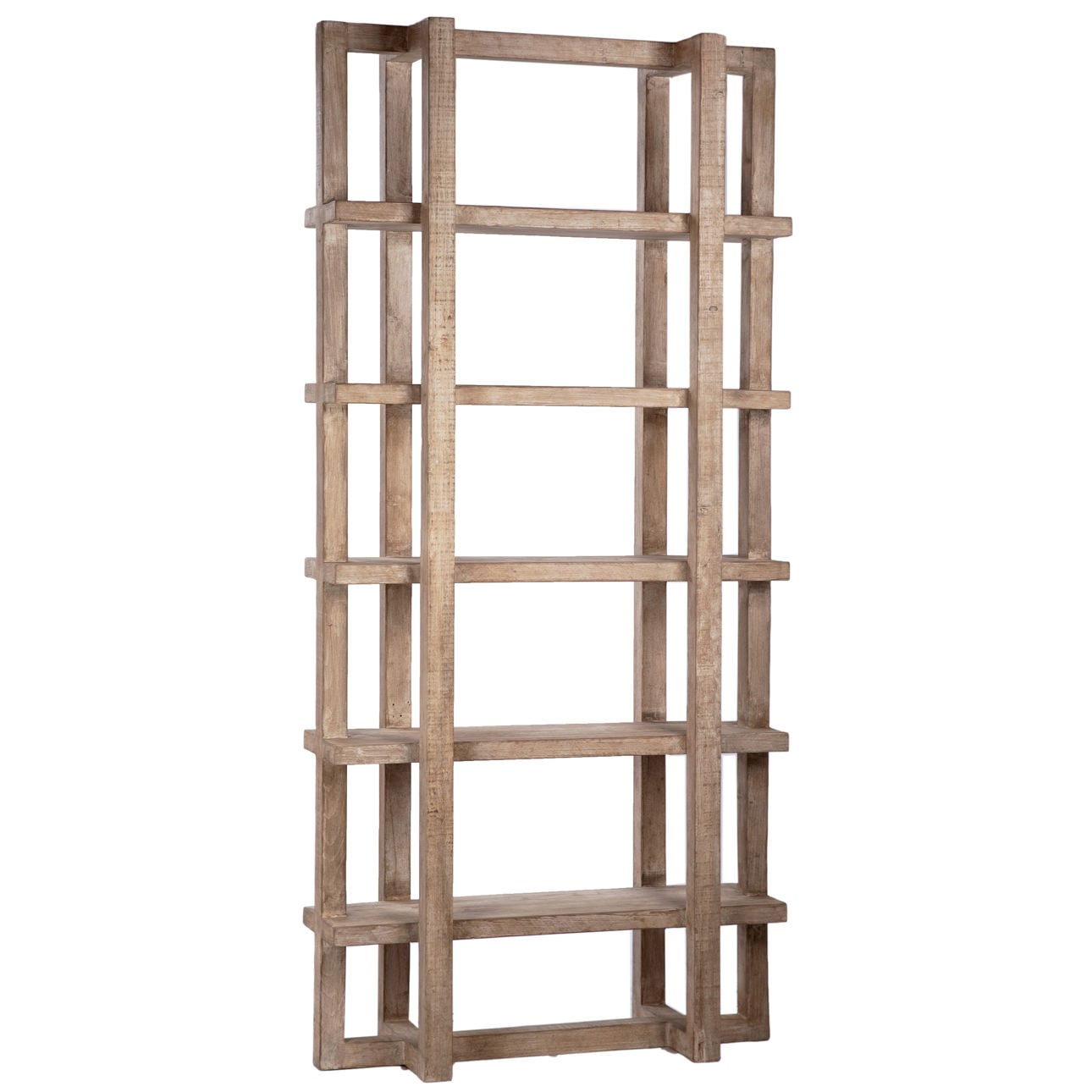 Light Warm Wash Sealed Finish Reclaimed Pine Wood Bookcase 44 in Wide