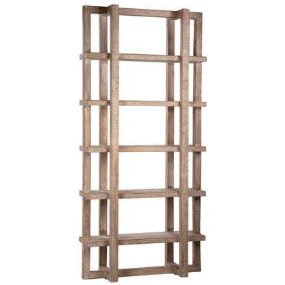 Light Warm Wash Sealed Finish Reclaimed Pine Wood Bookcase 44 in Wide