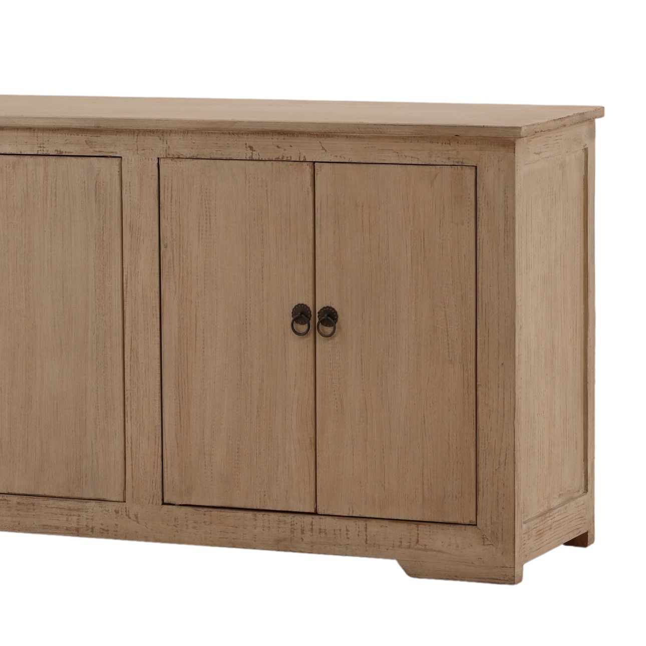 Light Warm Wash Sealed Finish Reclaimed Pine Wood Sideboard 109.5 in Wide
