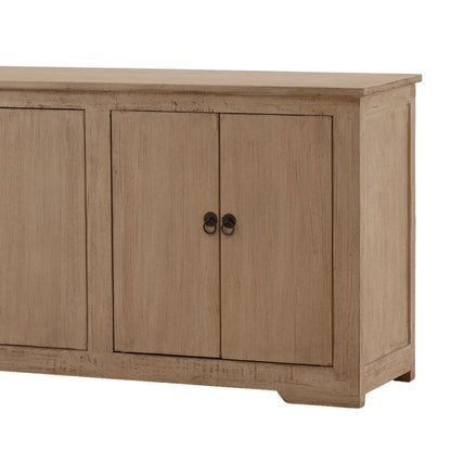Light Warm Wash Sealed Finish Reclaimed Pine Wood Sideboard 109.5 in Wide