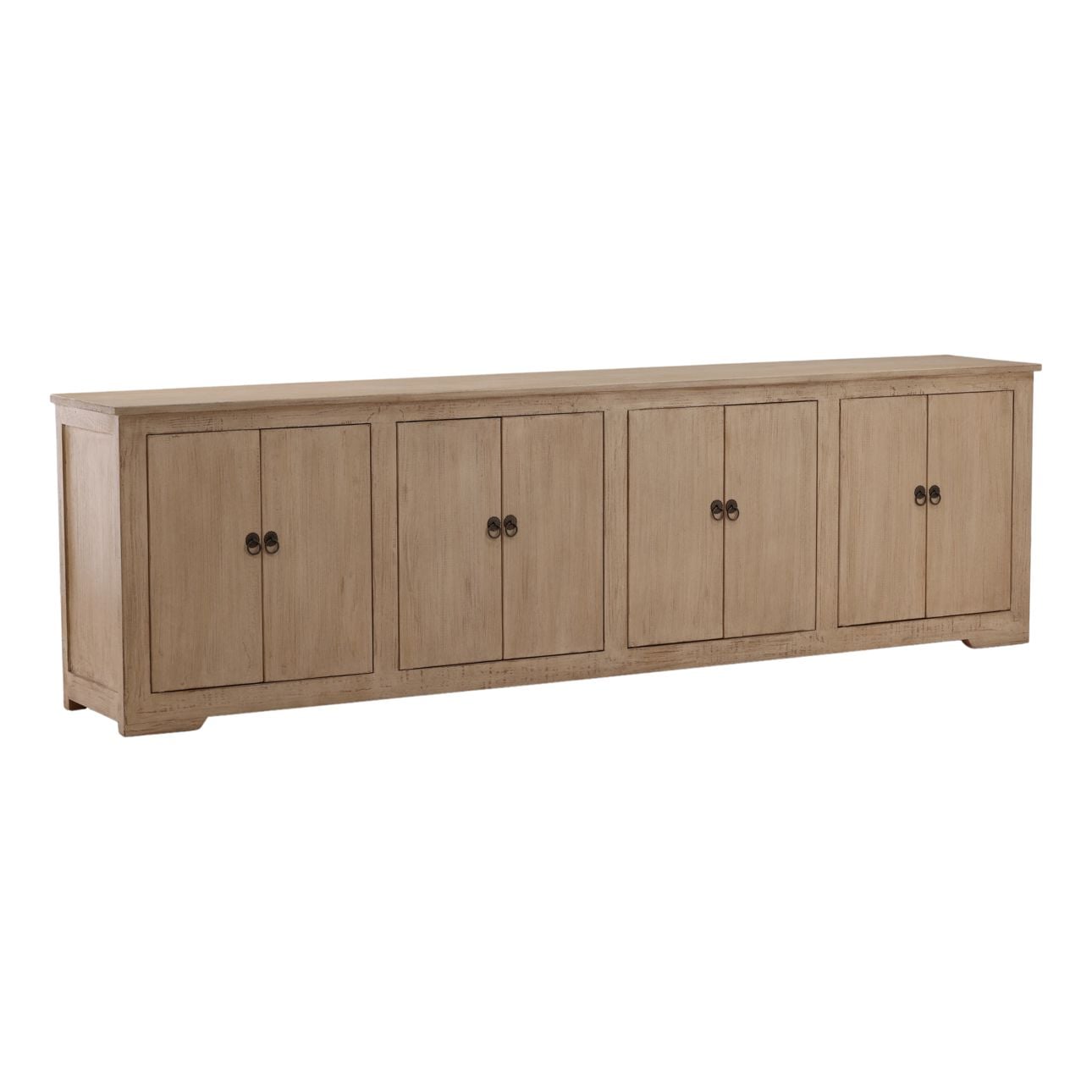 Light Warm Wash Sealed Finish Reclaimed Pine Wood Sideboard 109.5 in Wide