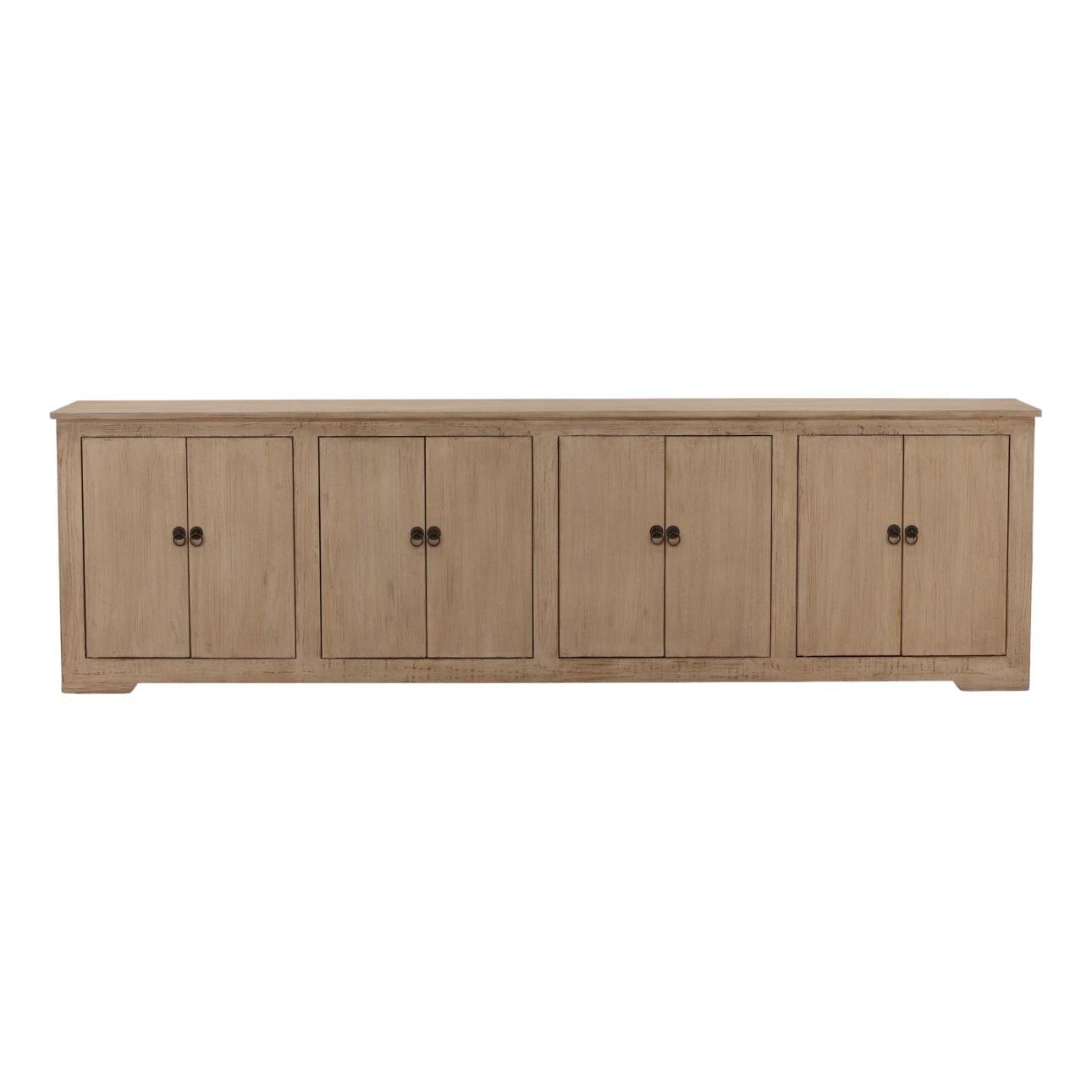 Light Warm Wash Sealed Finish Reclaimed Pine Wood Sideboard 109.5 in Wide
