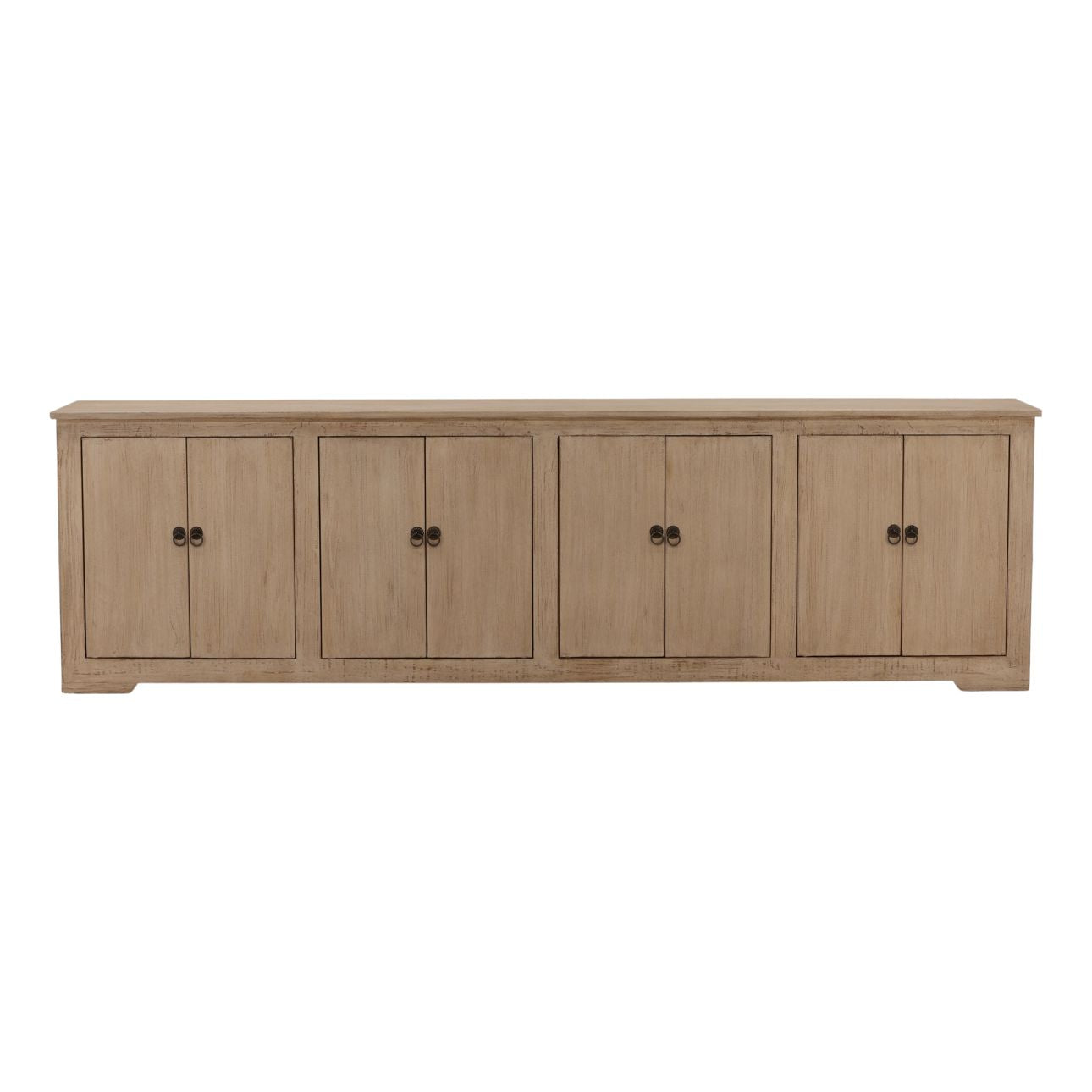 Light Warm Wash Sealed Finish Reclaimed Pine Wood Sideboard 109.5 in Wide