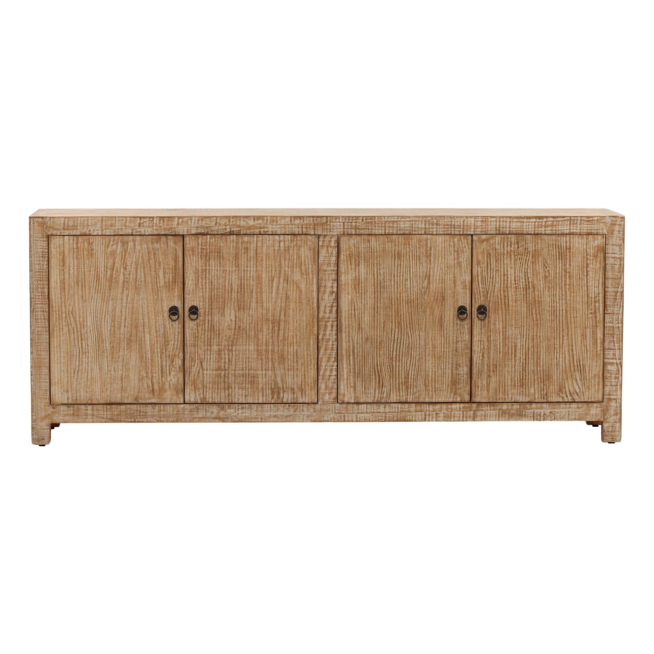 Natural with Water Base Sealed Finish Reclaimed Pine Wood Sideboard 87 in Wide