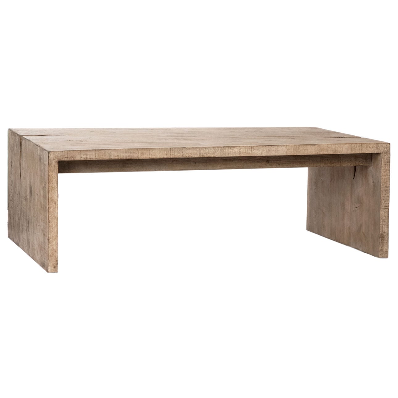 Light Warm Wash Sealed Finish Reclaimed Pine Wood Table 54 in Wide