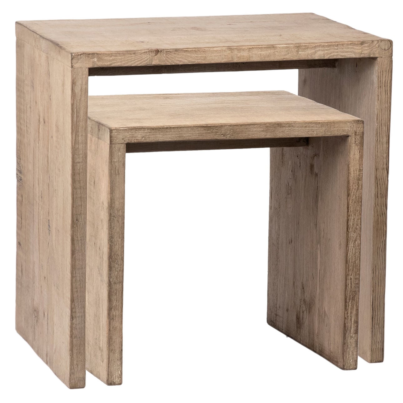 Light Warm Wash Sealed Finish Reclaimed Pine Wood Tables 24 in Wide