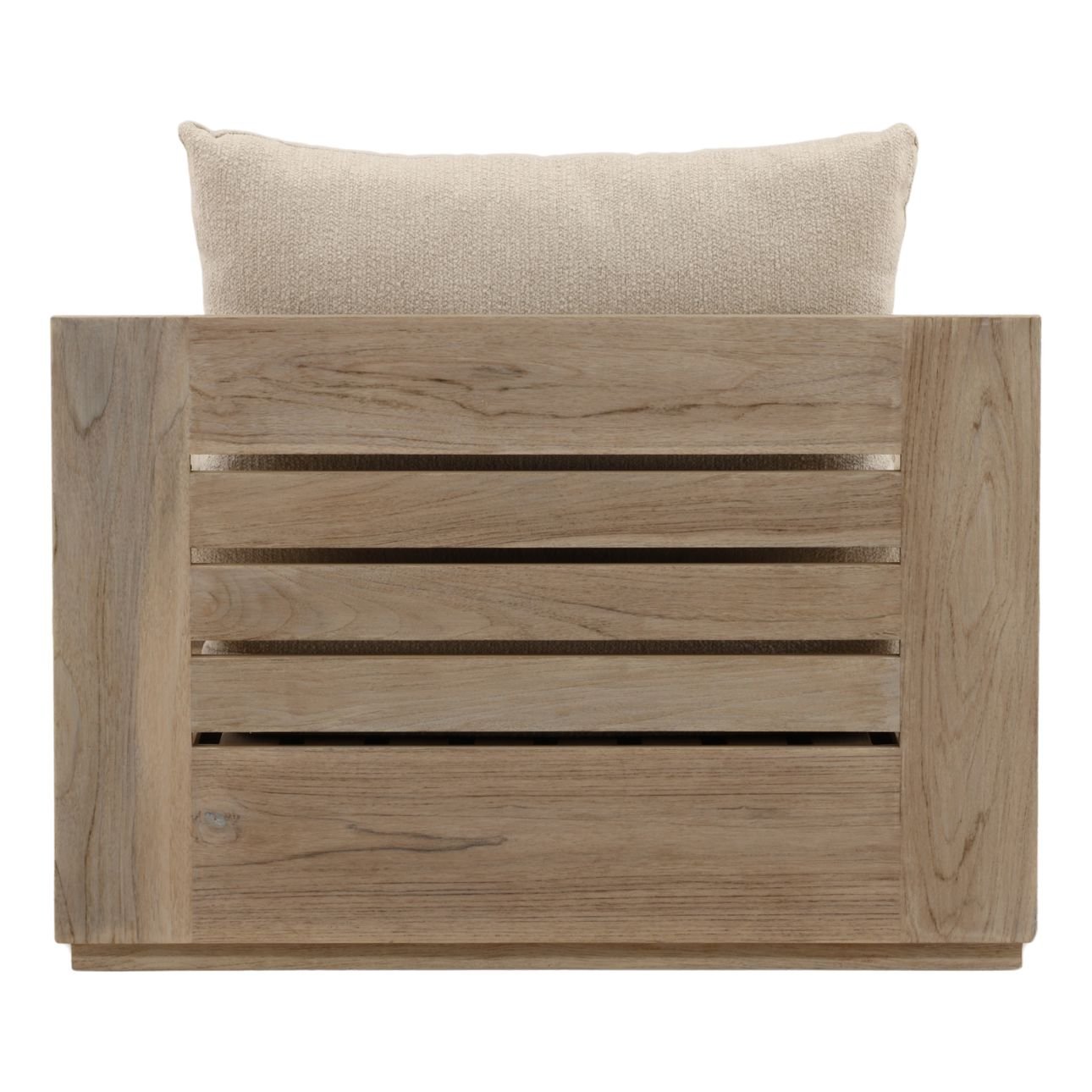 Sand and Grey Olefin Fabric and Teak Wood Sofa 39.5 in Wide