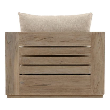 Sand and Grey Olefin Fabric and Teak Wood Sofa 39.5 in Wide