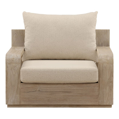 Sand and Grey Olefin Fabric and Teak Wood Sofa 39.5 in Wide