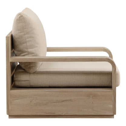 Sand and Grey Olefin Fabric and Teak Wood Sofa 39.5 in Wide