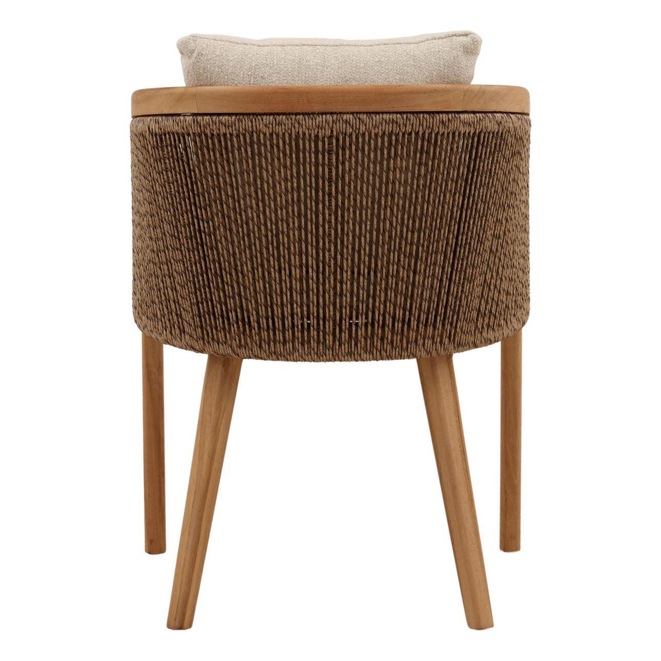 Sand and Natural Olefin Fabric and Teak Wood Chair 21.5 in Wide