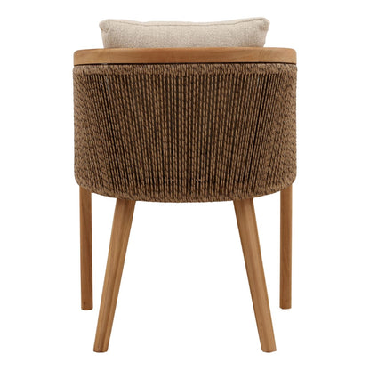 Sand and Natural Olefin Fabric and Teak Wood Chair 21.5 in Wide