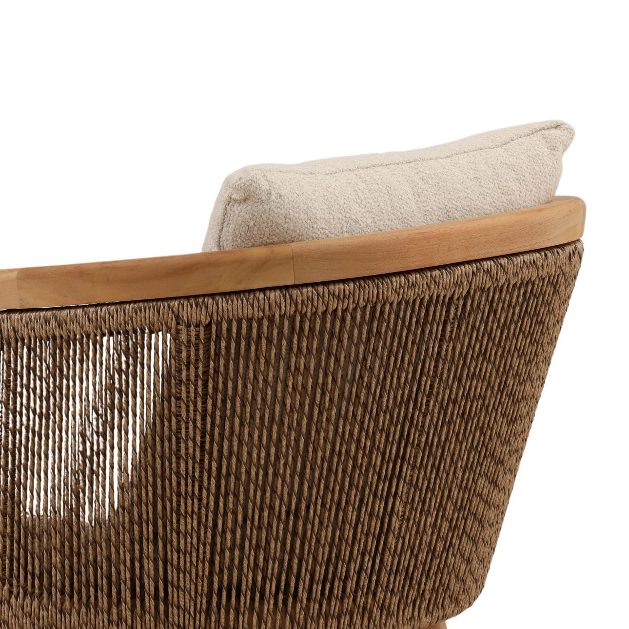 Sand and Natural Olefin Fabric and Teak Wood Chair 21.5 in Wide