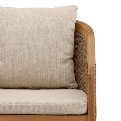 Sand and Natural Olefin Fabric and Teak Wood Chair 21.5 in Wide