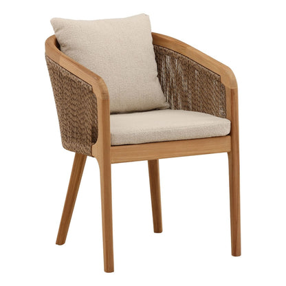 Sand and Natural Olefin Fabric and Teak Wood Chair 21.5 in Wide